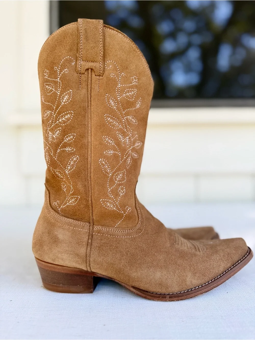 Shyanne Bambi Suede Western Boots Tan Brown Size 8 Leather Cowgirl Boots - Picture 5 of 6